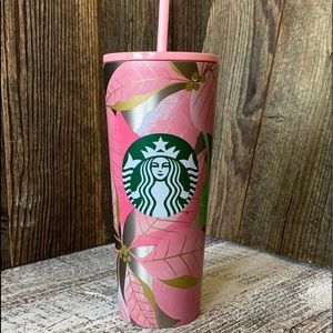 Starbucks Pink Poinsettia Stainless Steel Tumbler 2020